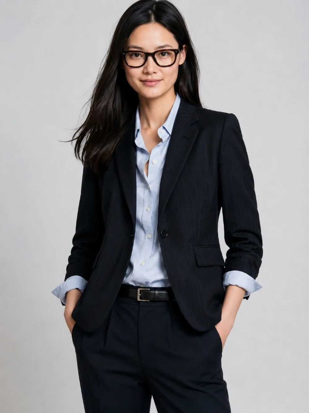 J.Crew 1035 Super 120s Wool Blazer Pinstripe Black 12